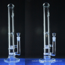 Glas Straight Water Pipe zum Rauchen mit Double Percs (ES-GB-040)